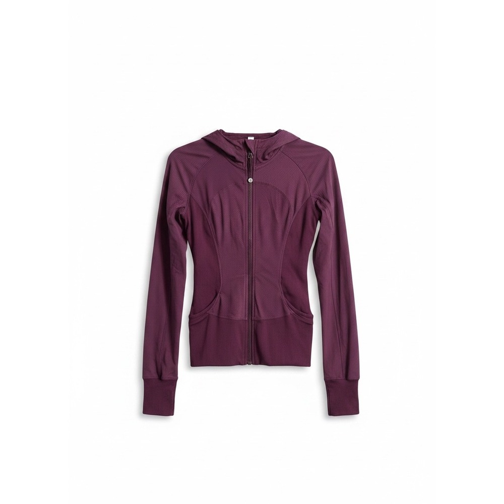 Lululemon In Flux Jacket Women Plum Purple Hooded Thumbholes Zip Up - Picture 8 of 13
